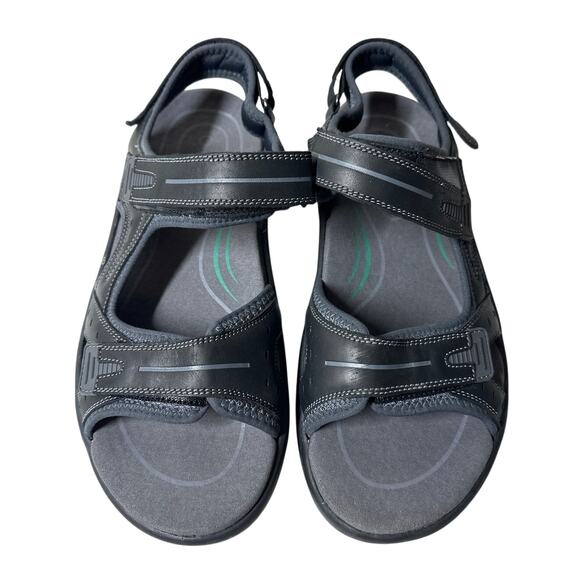 Orthofeet Gemini 566 Black Leather Orthopedic Sandals Men’s 11 2E Wide Comfort - Picture 4 of 10